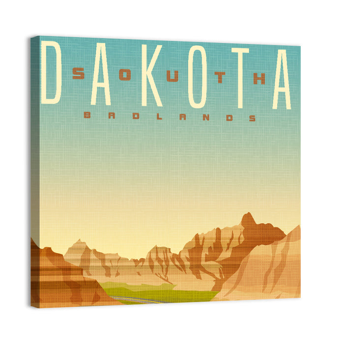 South Dakota Badlands Travel Sticker Wall Art as a canvas print