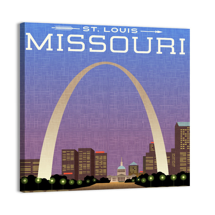 St. Louis Gateway Arch Illustration Wall Art as a canvas print