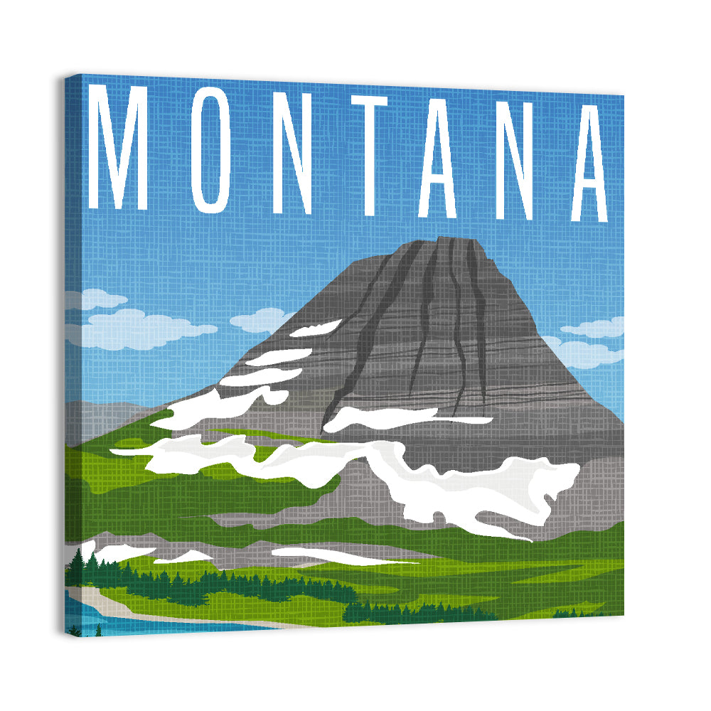 Montana Mountain Wall Art, canvas print, square