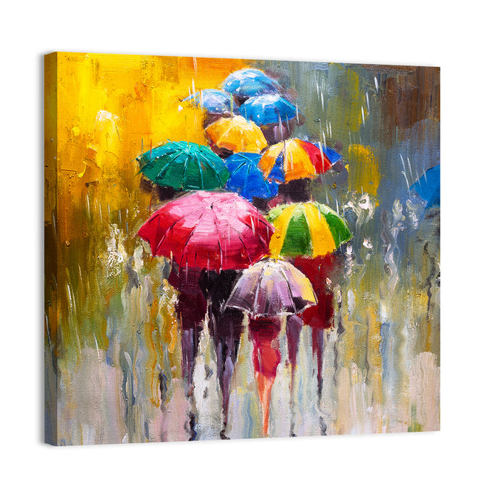 Rain Soaked Cityscape Oil Painting Wall Art as a canvas print