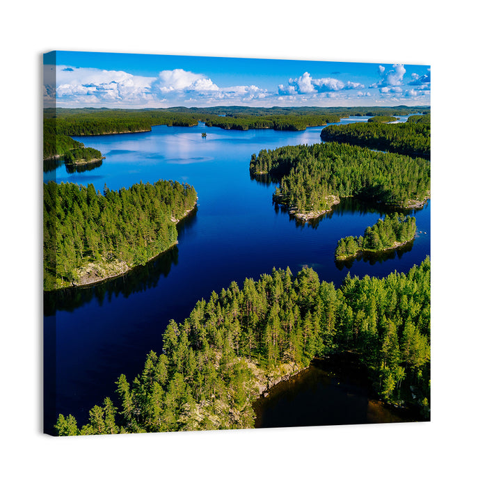 Blue Lakes and Green Forests, Finland Wall Art as a canvas print