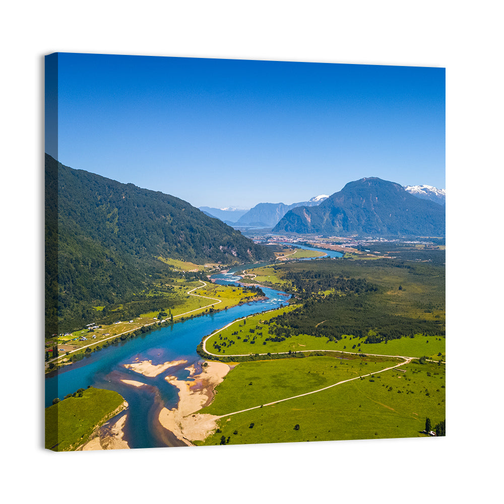 Puerto Aysen River Valley Wall Art, canvas print, square
