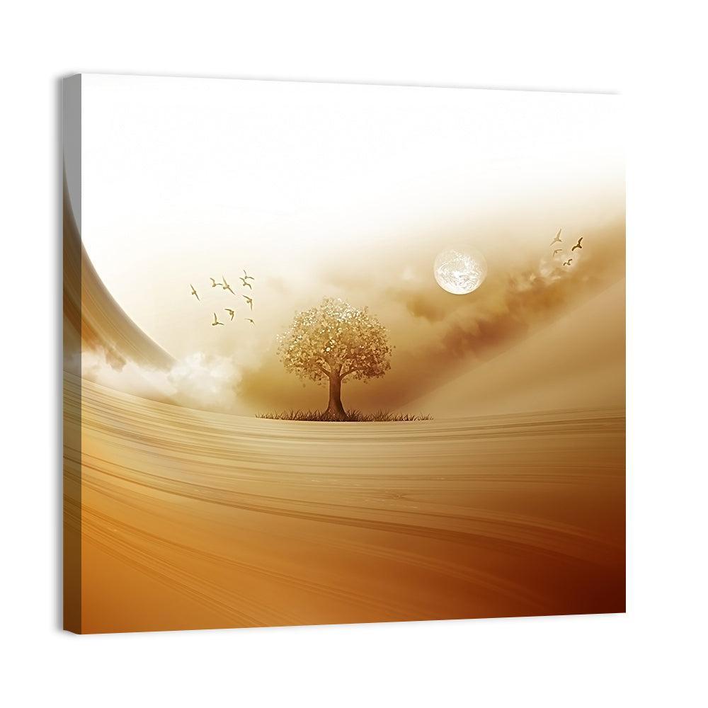 Moonlit Desert Tree Wall Art, canvas print, square