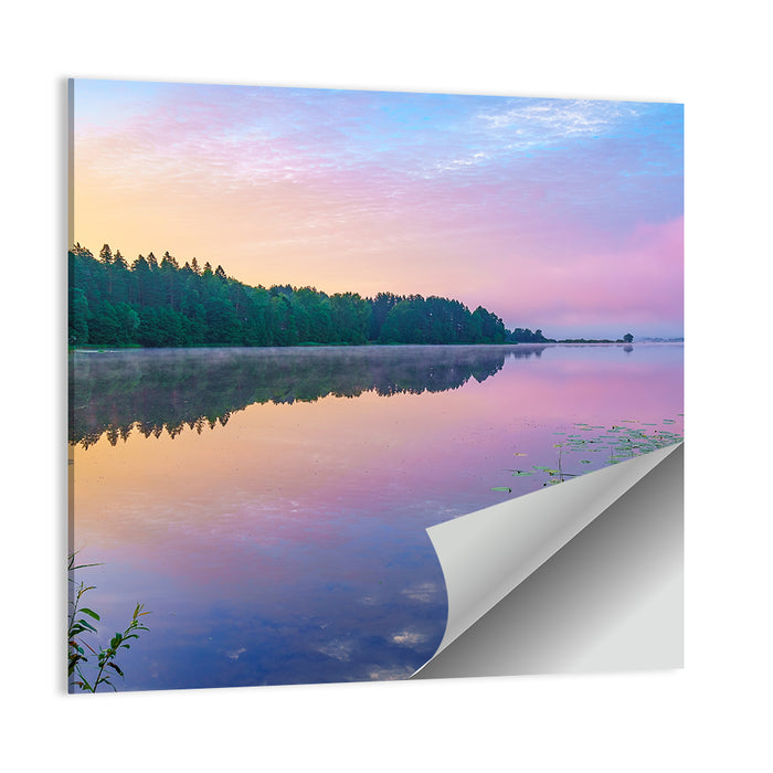 Sunrise Over Forest Lake Wall Art as a poster print