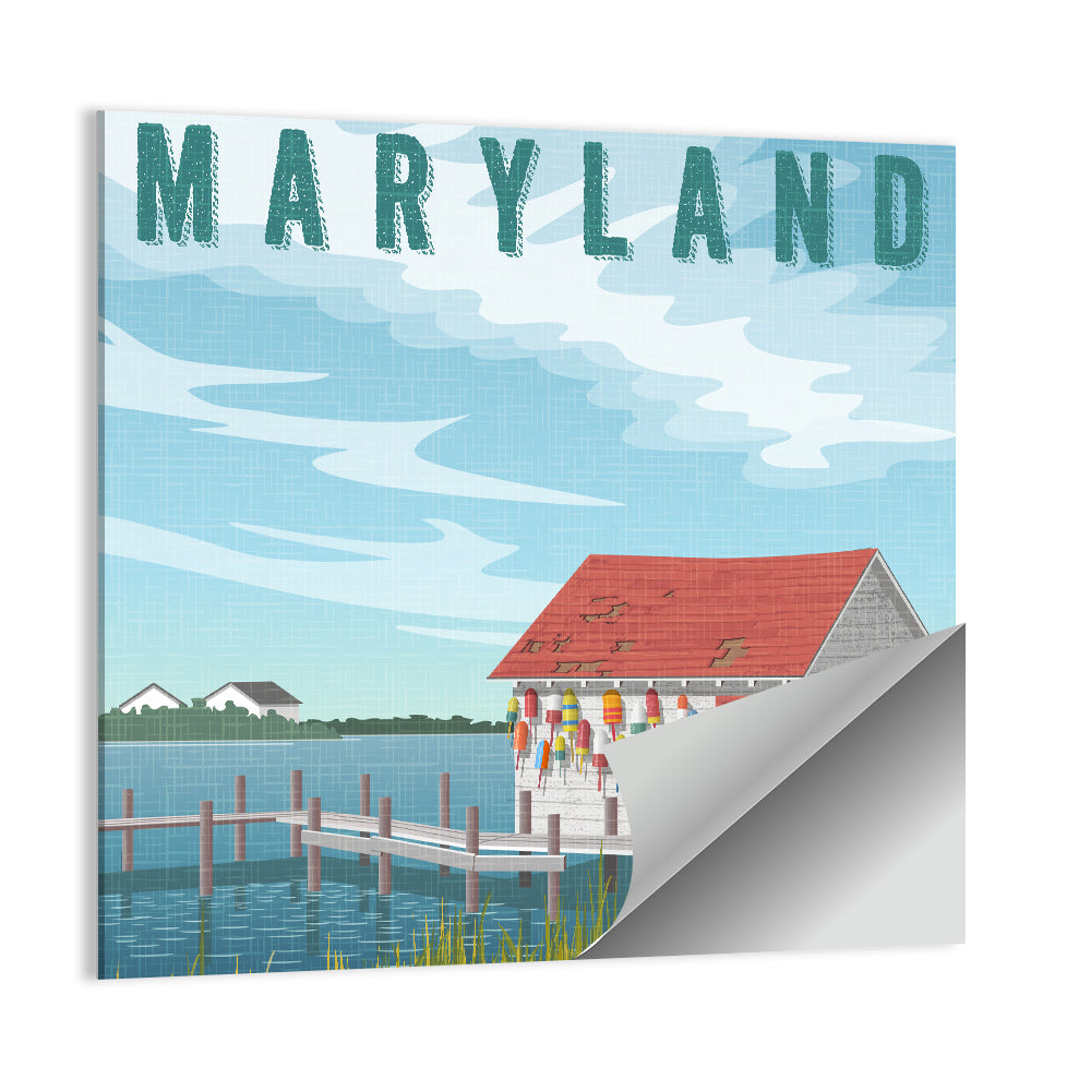 Maryland Harbor Scene Wall Art, poster print, square