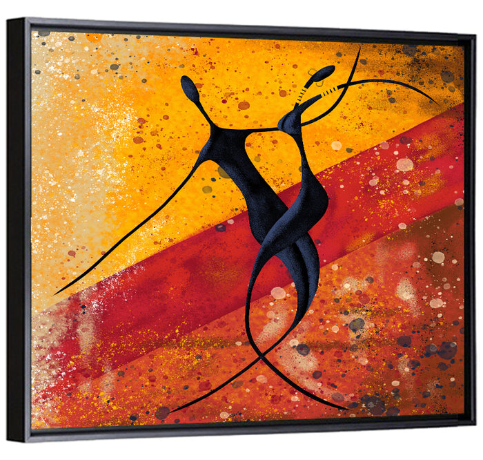 Passionate African Dance Illustration Wall Art as a framed canvas