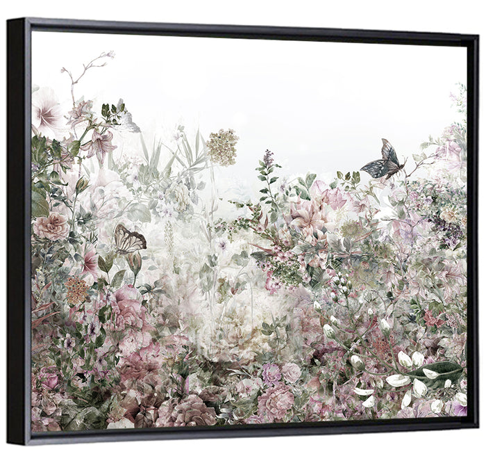 Faded Watercolor Floral Garden Wall Art as a framed canvas