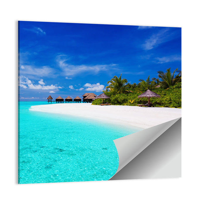 Turquoise Island with Water Bungalows Wall Art as a poster print