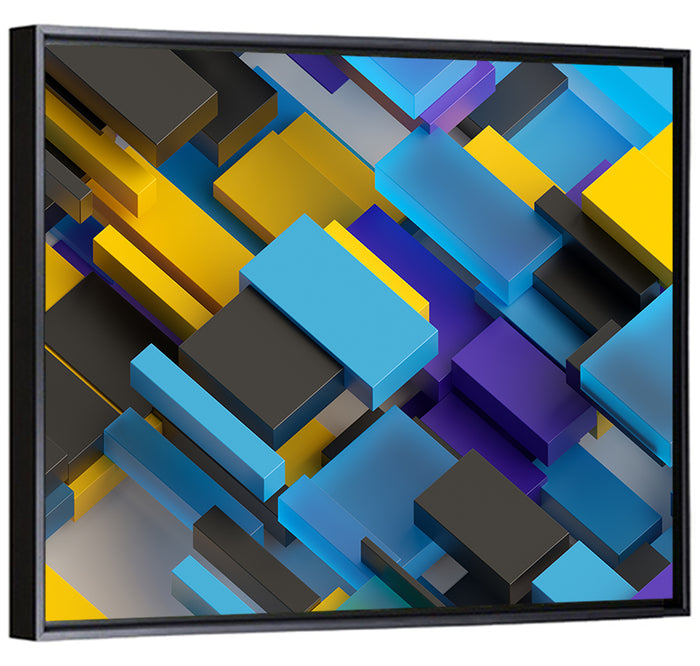 Isometric Brick Layers Wall Art as a framed canvas