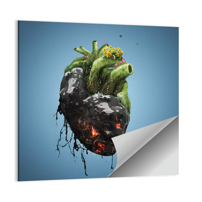 Anatomical Heart with Moss and Lava Wall Art as a poster print