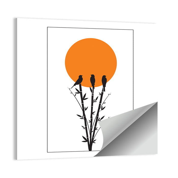 Bamboo and Birds Silhouette Wall Art as a poster print