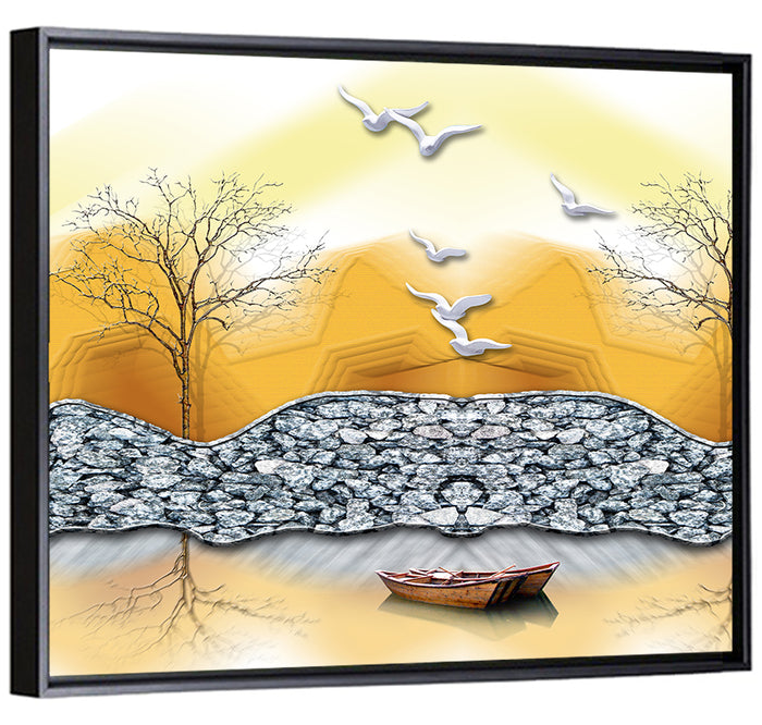 Lake Forest Reflection Wall Art as a framed canvas