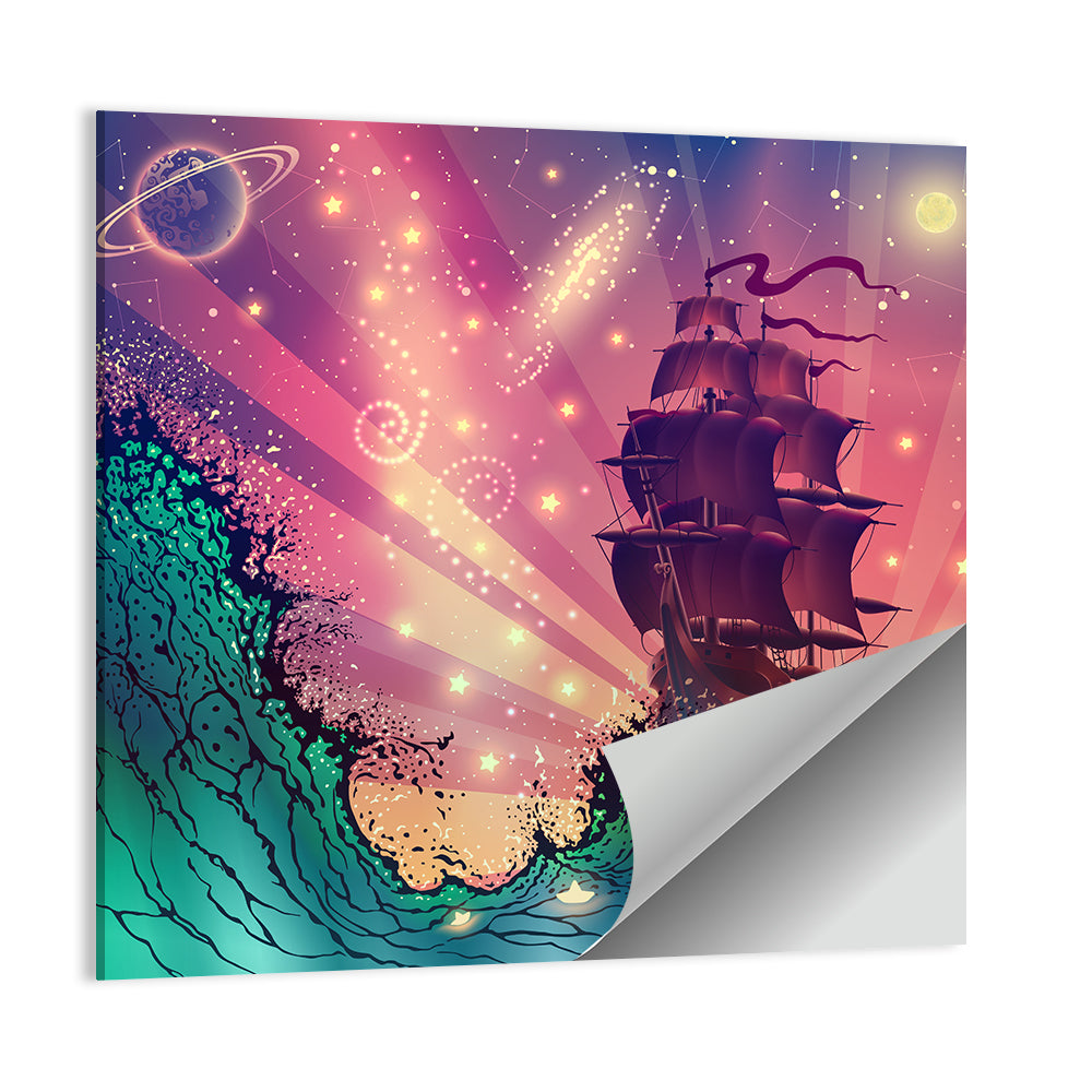 Ship On Sea Waves Wall Art