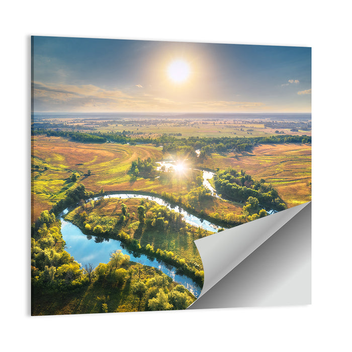 Meandering River at Summer Sunrise Wall Art as a poster print