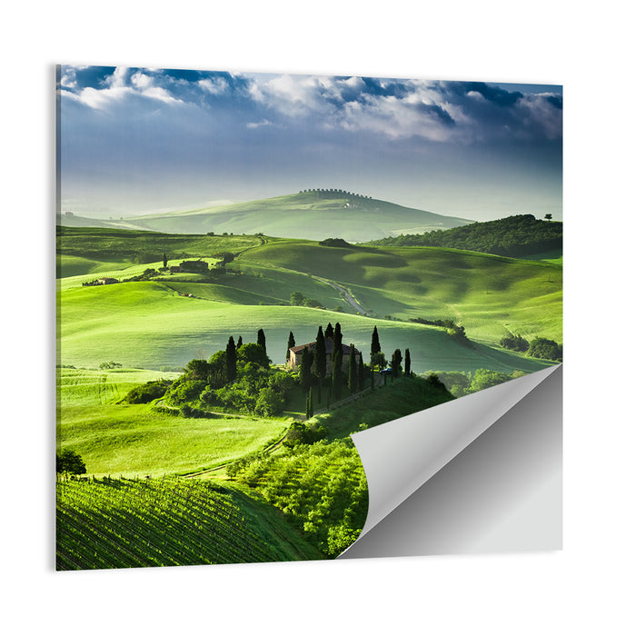 Sunrise Over San Quirico D Orcia Valley Wall Art as a poster print