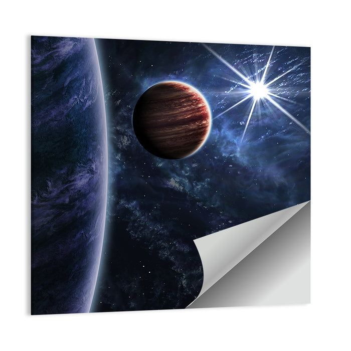 Blue Planet Closeup with Starburst Wall Art as a poster print