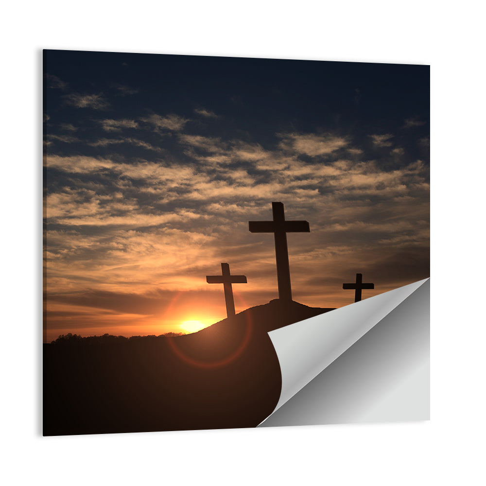Christian Crosses At Sunset Wall Art