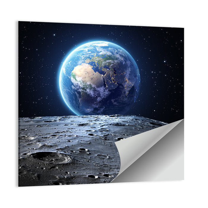 Blue Earth from the Moon Wall Art as a poster print
