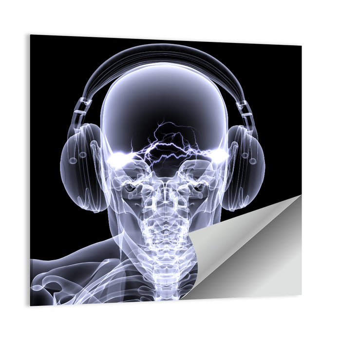 X-ray Skull with Headphones Wall Art as a poster print