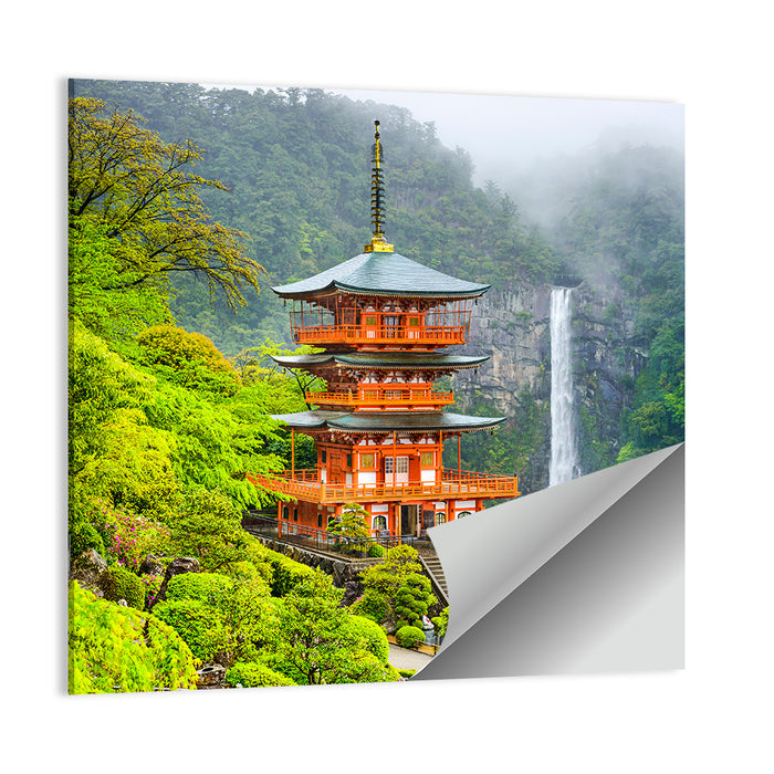 Seiganto-ji Pagoda at Nachi Falls Wall Art as a poster print