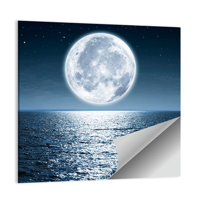 Full Moon Rising Over Ocean Wall Art as a poster print