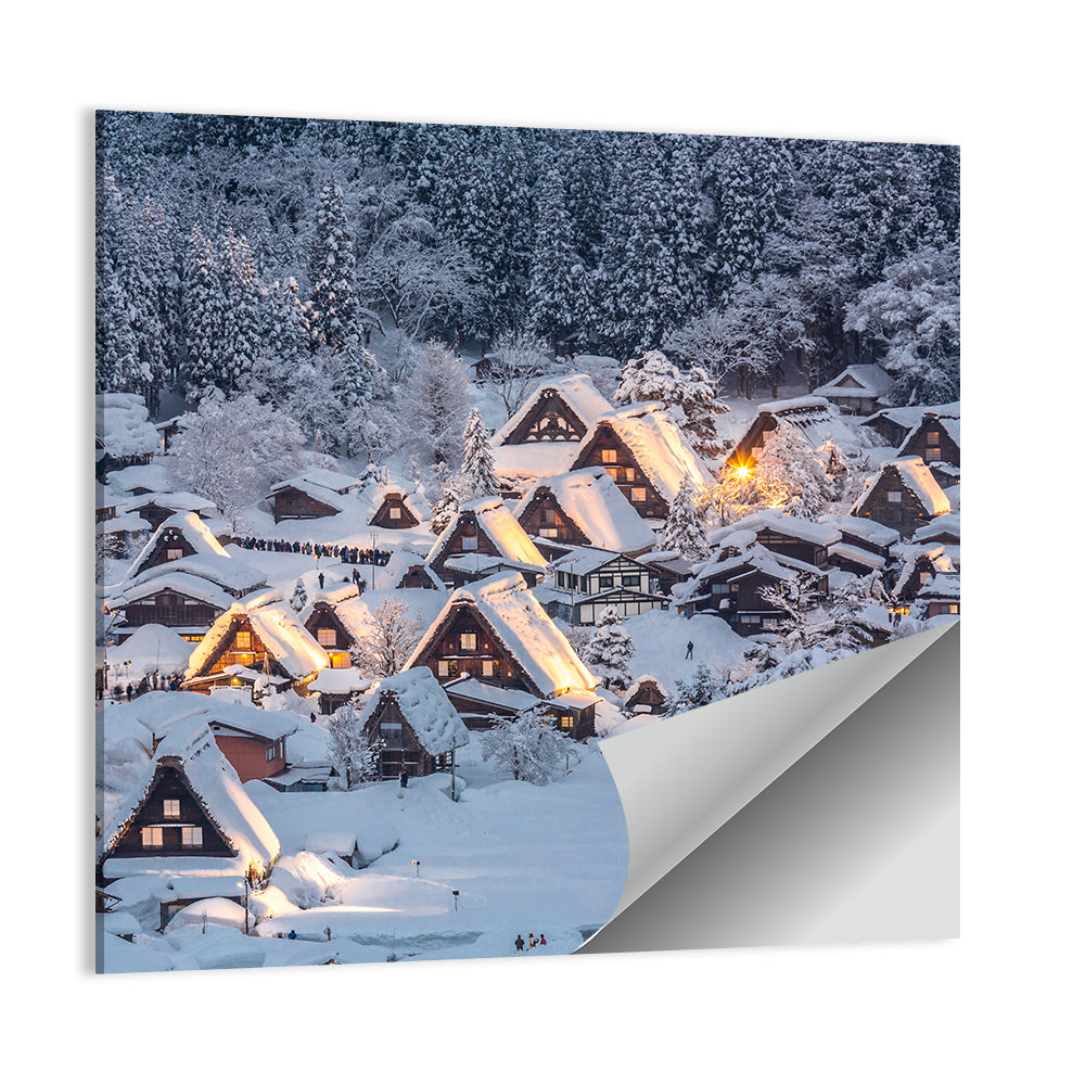 Shirakawa-go Lighted Village Wall Art