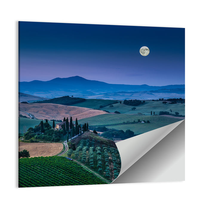 Moonlit Tuscan Hills Wall Art as a poster print