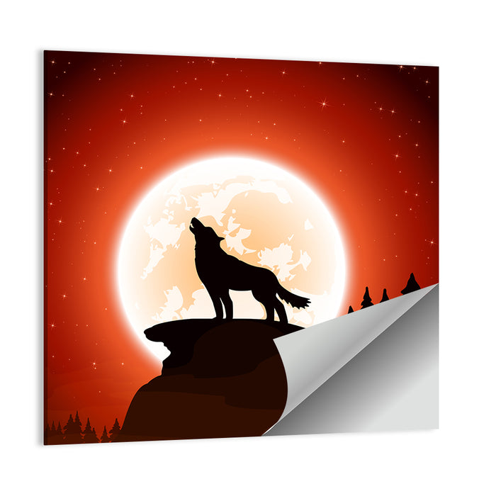 Howling Wolf Under Full Moon Wall Art as a poster print