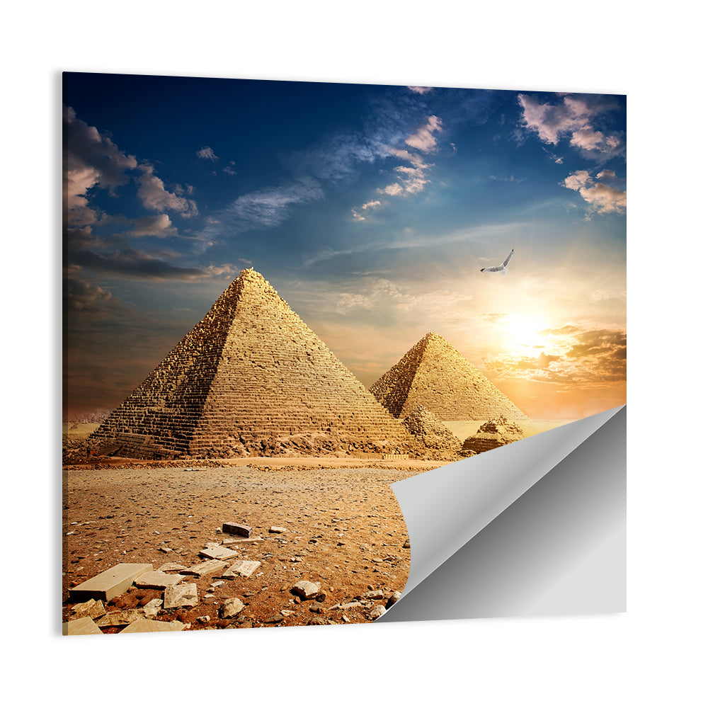 Pyramids At The Sunset Wall Art