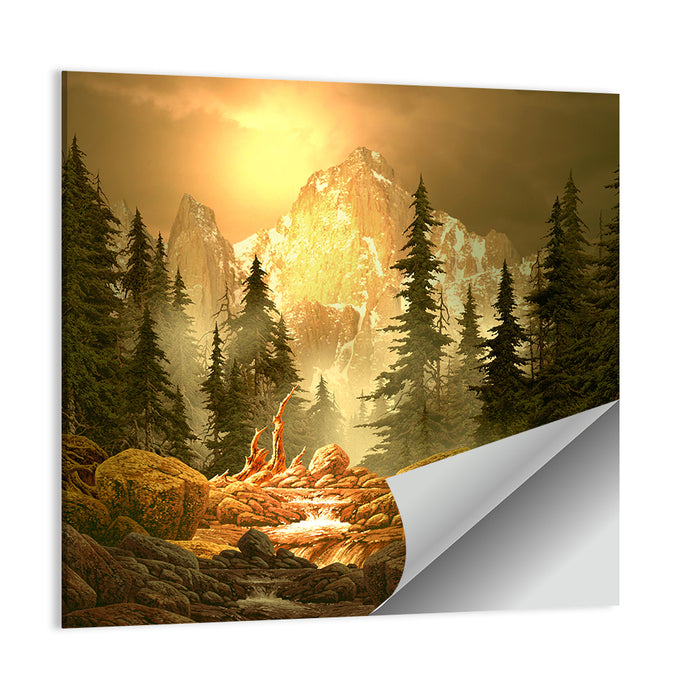 Rockies Mountain Stream at Golden Hour Wall Art as a poster print