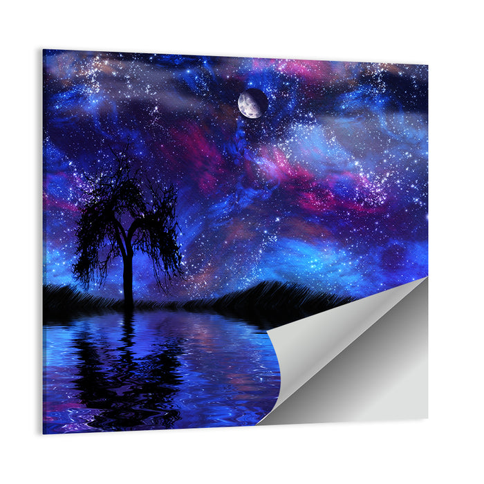 Moonlit Nebula Lake Wall Art as a poster print
