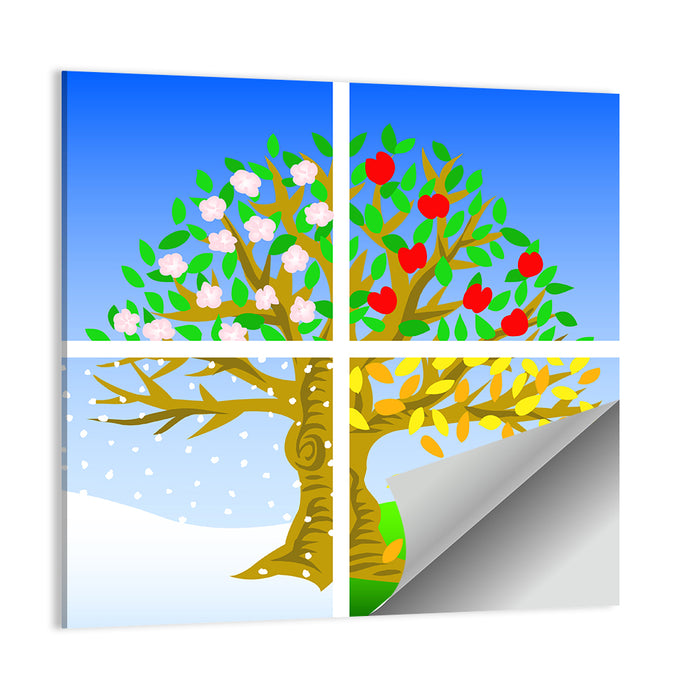 Four Seasons Tree Illustration Wall Art as a poster print