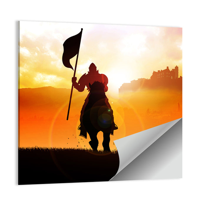 Knight Silhouette at Sunset Wall Art as a poster print
