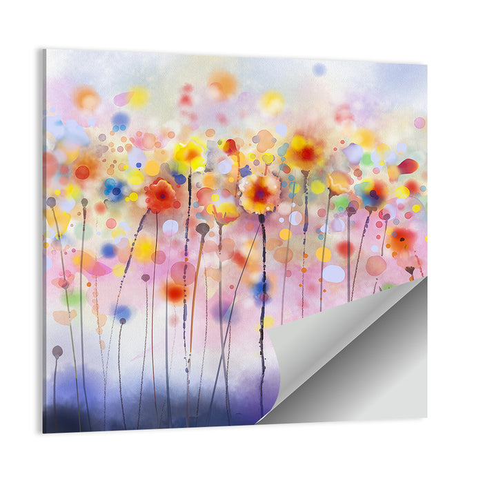 Whimsical Wildflower Watercolor Wall Art as a poster print