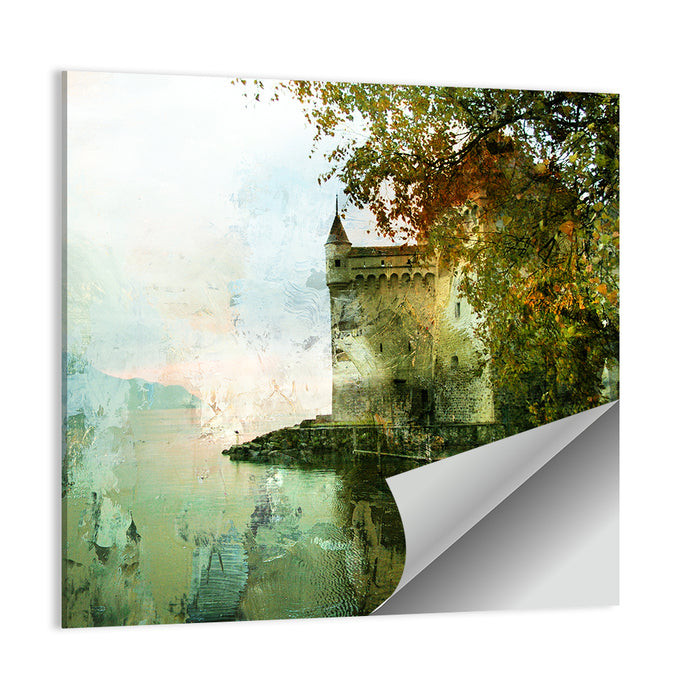 Chillon Castle Reflection Wall Art as a poster print
