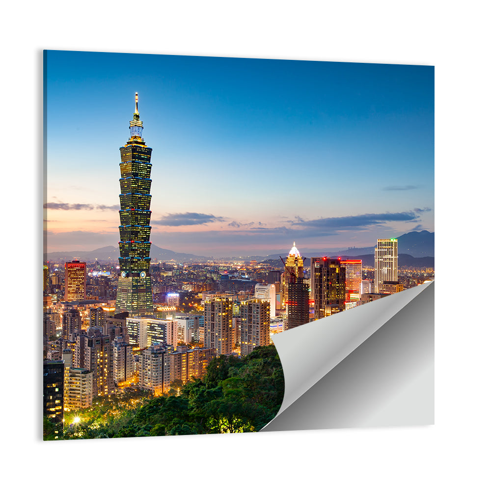 City Of Taipei At Night in Taiwan Wall Art