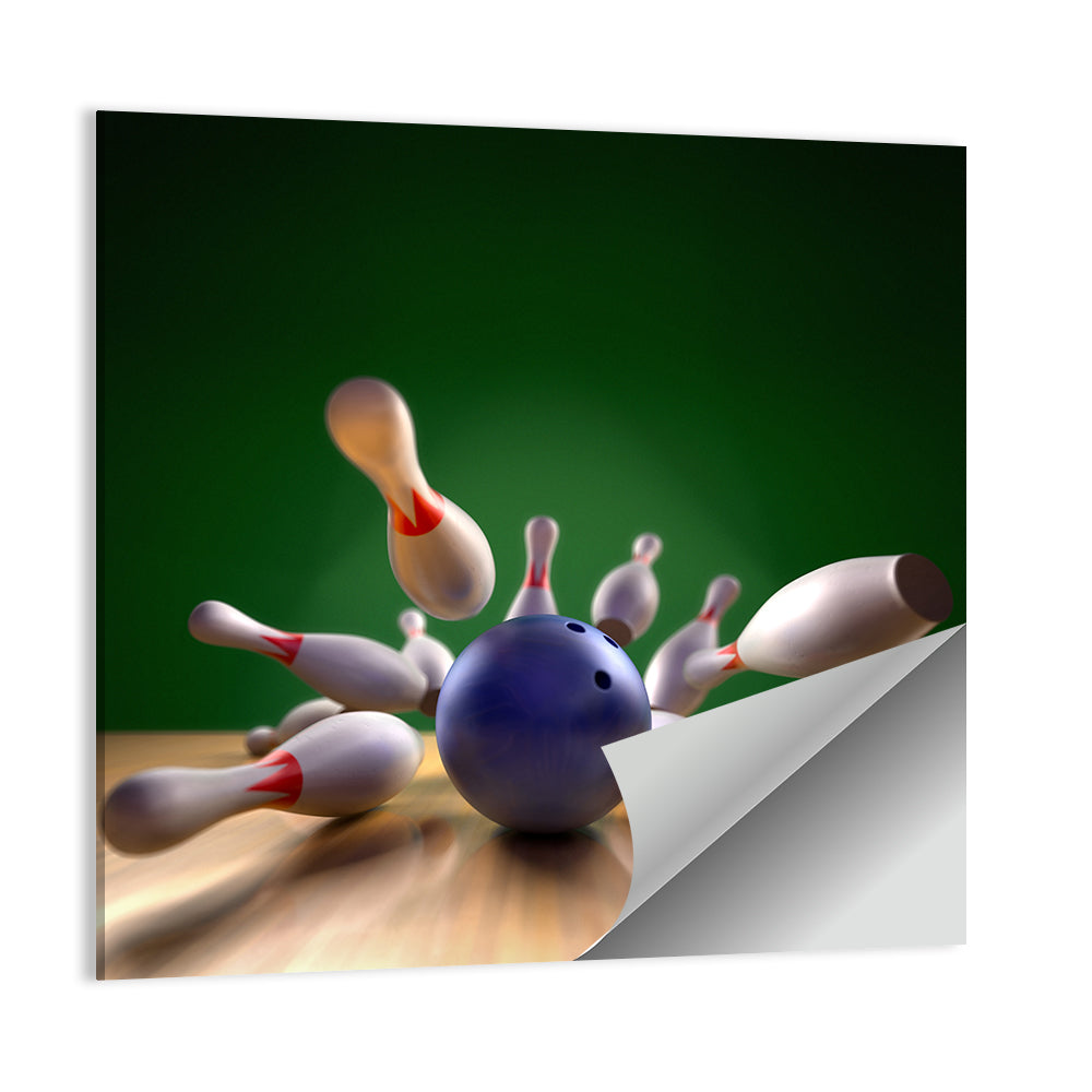 Bowling Ball Crashing Into Pins Wall Art