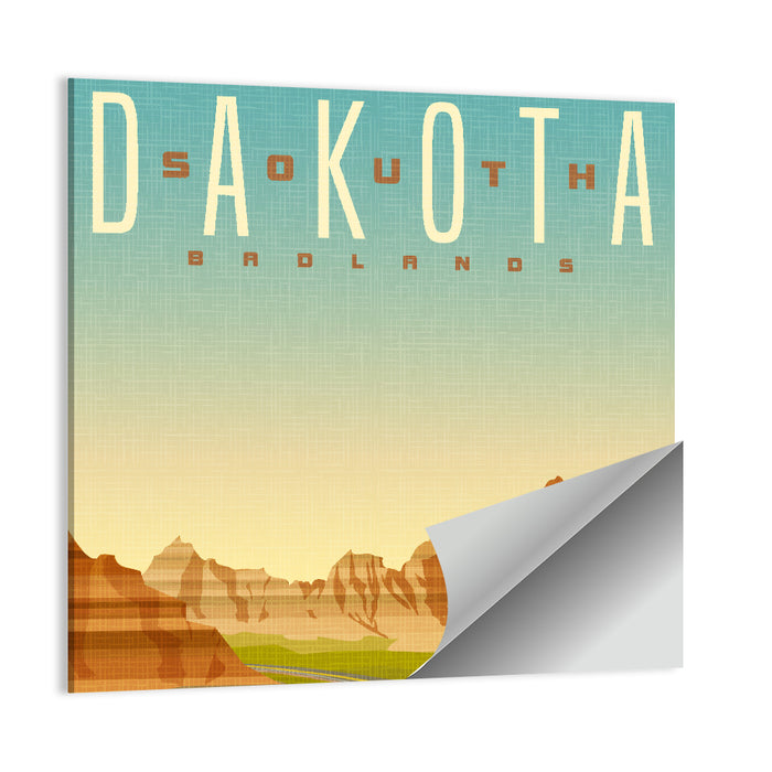 South Dakota Badlands Travel Sticker Wall Art as a poster print