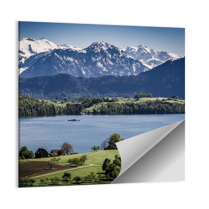 Alpine Lake View with Meadows Wall Art as a poster print
