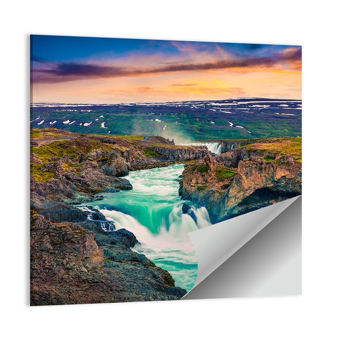 Godafoss Sunset Cascade Wall Art as a poster print