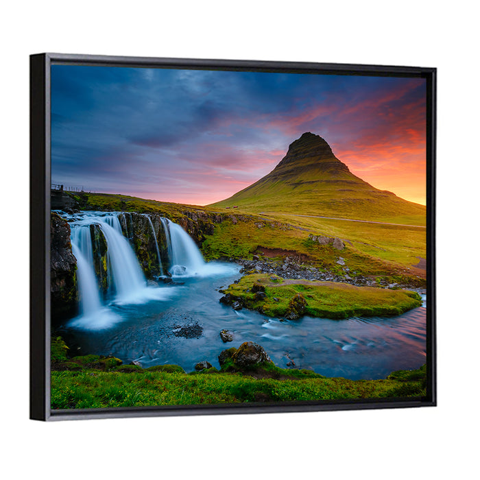 Kirkjufell at Sunset Wall Art as a framed canvas
