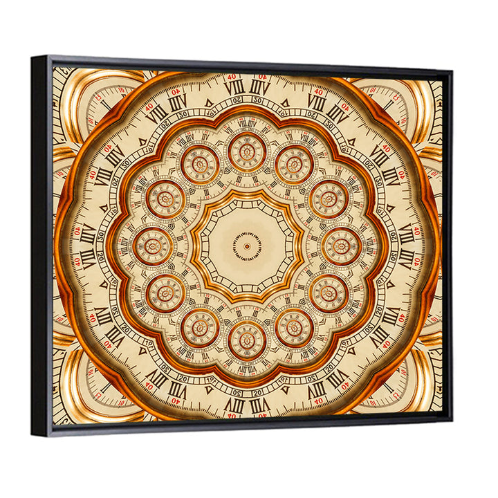 Antique Golden Clock Mandala Wall Art