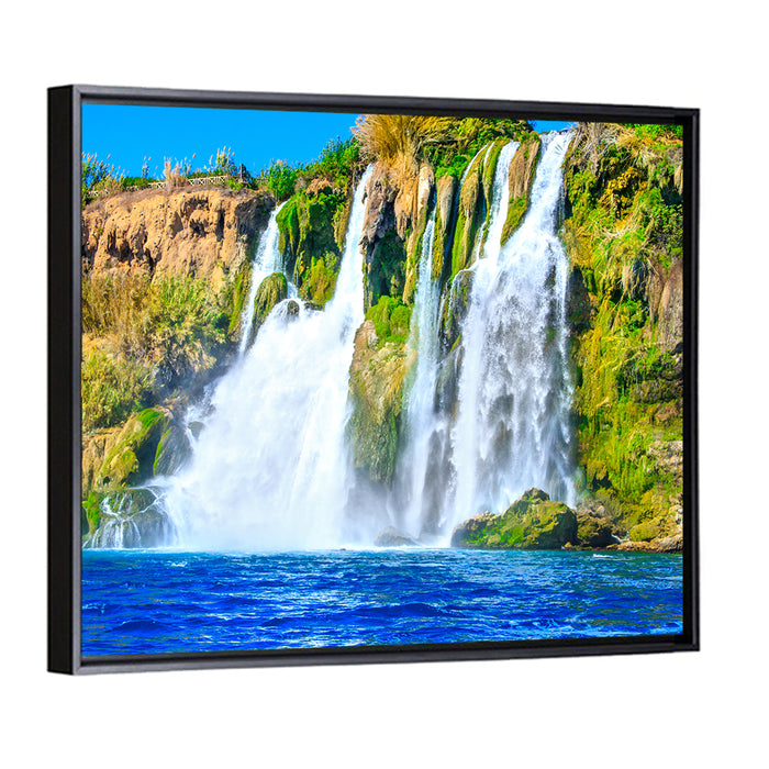 Duden Waterfalls Cliffside, Antalya Wall Art as a framed canvas