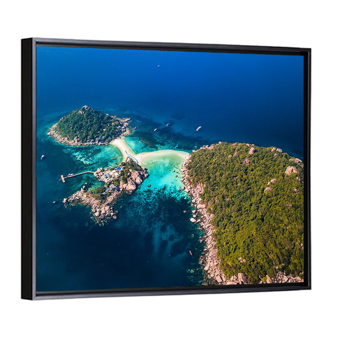 Koh Nang Yuan Aerial View Wall Art as a framed canvas