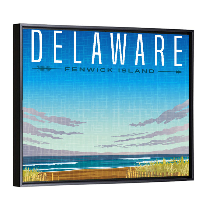 Fenwick Island Beach Scene Wall Art as a framed canvas