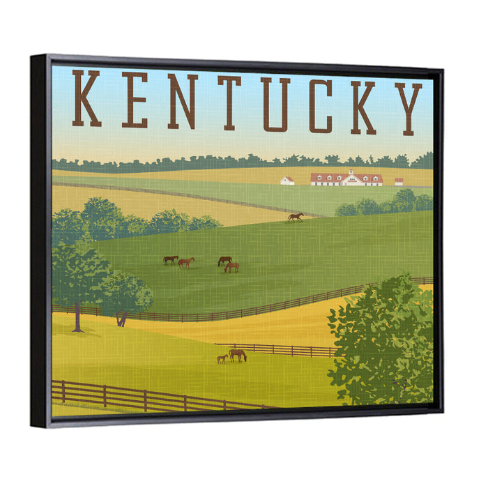 Kentucky Rolling Hills Illustration Wall Art as a framed canvas