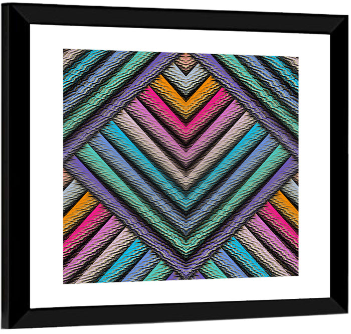 Embroidered Chevron Stripe Pattern Wall Art as a framed print