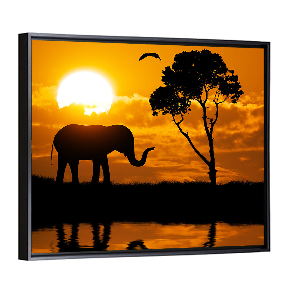 Silhouette Of Elephant Wall Art