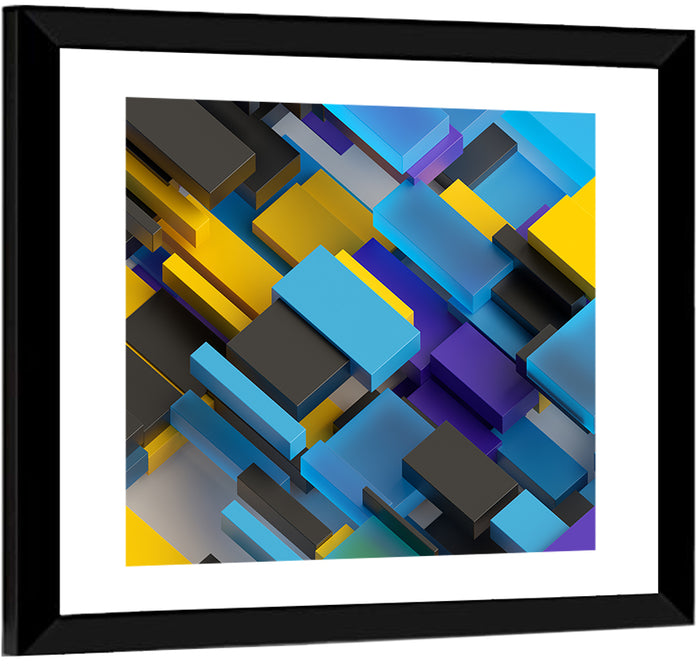 Isometric Brick Layers Wall Art as a framed print