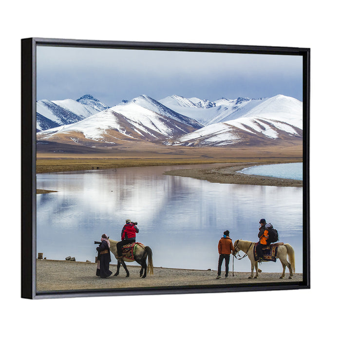 Namco Lake with Horse Riders Wall Art as a framed canvas